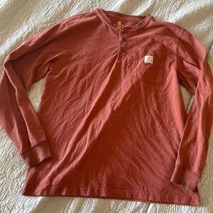 Carhartt Men's Brick Red Long Sleeve Henley